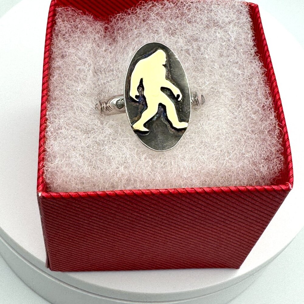 Handmade Sterling Silver Bigfoot Ring Sasquatch Brass Size 12 Men’s Gift